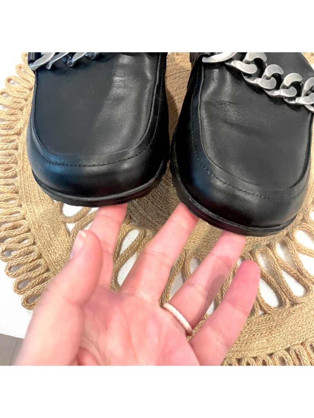 Vionic Georgie Black Leather Chain Slip-On Mules Size US 6.5 - Picture 5 of 8